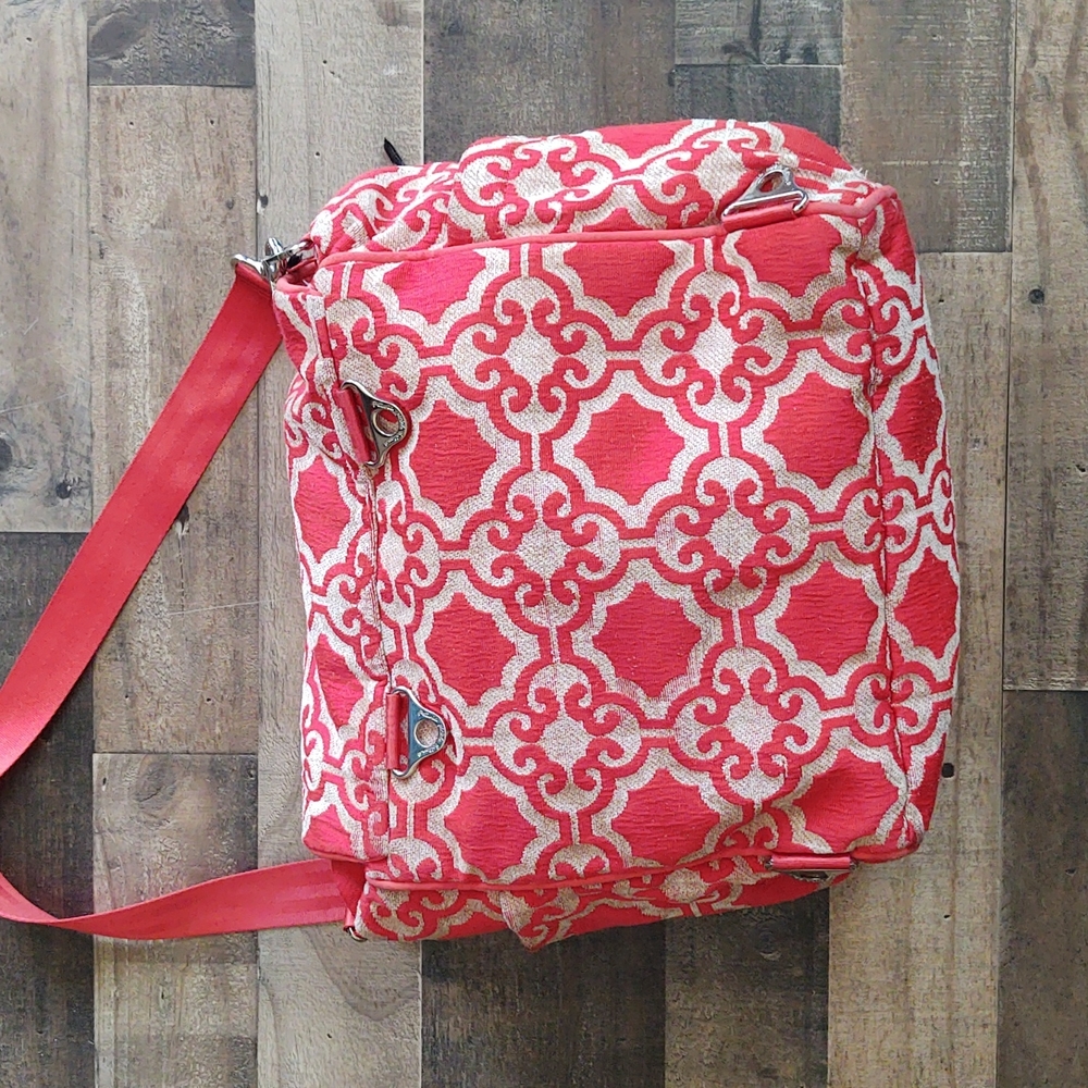 Petunia Pickle Bottom Diaper Bag Backpack Orange And Beige Tapestry - Picture 3 of 17